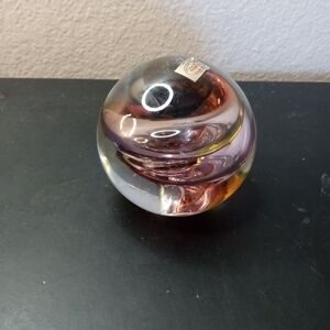 GORGEOUS Signed Marian Pyrcak 4" Pink Swirl Paperweight From Poland